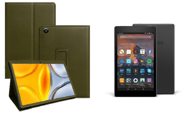 Чехол-подставка CRAYTON для Amazon Fire HD 8 2017 – стиль, защита и ручная сборка, цвет Оливковый