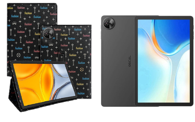 Чехол-подставка CRAYTON для Blackview Oscal Pad 90 – стиль, защита и ручная сборка, цвет Фэшн черный