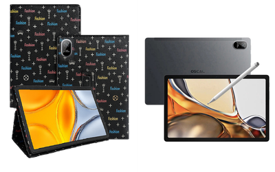 Чехол-подставка CRAYTON для Blackview Oscal Pad 15 – стиль, защита и ручная сборка, цвет Фэшн черный