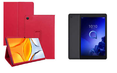 Чехол-подставка CRAYTON для Alcatel 3T 10 (2020) – стиль, защита и ручная сборка, цвет Малиновый