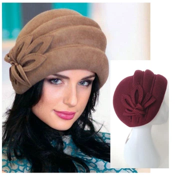 Фетровий жіночий берет Helen Line One size бордовий (224-1)