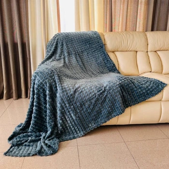 Плед двуспальный KOLOCO "Крокодил 3D 3.5 см" 180 х 200 см (43185) Бирюзовый