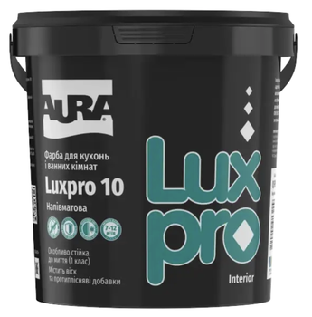 Фарба акрилатна для вологих приміщень напівматова Aura Luxpro 10 (біла В1) 0.95л