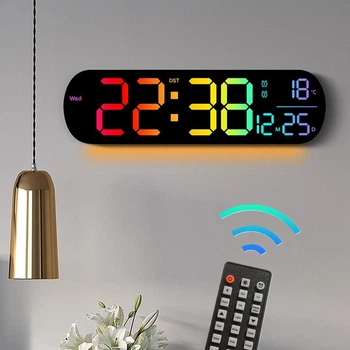 Годинник Deepfox DS-6651R LED цифровий електронний настінний Будильник Дата Температура 35х10см