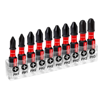 Набор противоскользящих бит Geinxurn (PH1-PH3) 10шт 17мм red