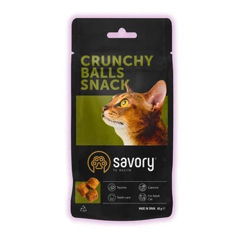 Хрусткі ласощі для котів Savory хрумкі кульки з котячою м'ятою для дорослих вибагливих котів 60 г