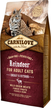 Sucha karma dla dorosłych kotów Carnilove Cat Energy & Outdoor o wysokim zapotrzebowaniu energetycznym Renifer 6 kg (8595602512249)