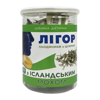 Льодяники ЛІГОР з цукром з ісландським мохом 50 шт 12113
