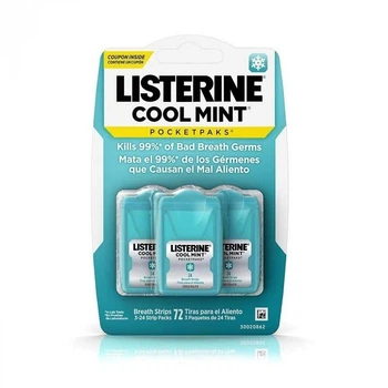 Освежающие пластинки для рта LISTERINE Cool Mint Pocketpaks набор 3 по 24 шт.