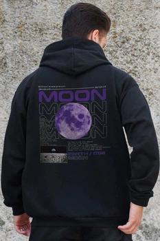 Чоловіче Утеплене Зіп Худі На Флісі Зіпер З Принтом Moon Kane Black S/M (8055844)
