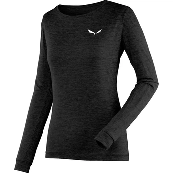 Футболка женская Salewa Puez Melange Dry Womens L/S Tee M Чорний-Сірий