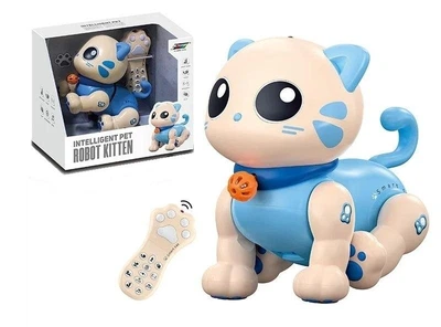 Интерактивная игрушка Котенок Blue Robot Kitten выполняет трюки, танцует, аккумулятор 3.7V, USB-кабель, подсветка, музыка (К31/02)