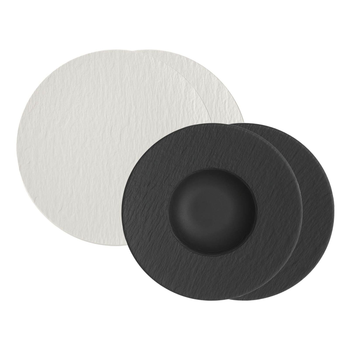 Набор столовой посуды для пасты Villeroy & Boch Manufacture Rock из 4 предметов на 2 персоны фарфор белый/черный