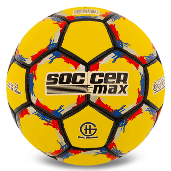 Мяч футбольный №5 PU Гриппи сшит вручную SOCCERMAX FB-6525 Желтый