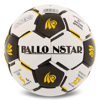 М'яч футбольний №5 PU ламінований сшит вручну BALLONSTAR FB-5203_Білий-чорний