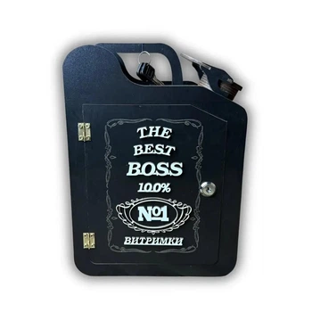 Деревянный декоративный мини-бар Канистра "The Best BOSS", 33*24*11 см, с рюмками, черная