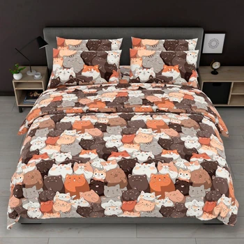 Комплект постельного белья LoveYouHome Евро 200x215 см бязь gold Мечтательные котики (ly7379)