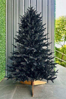 Чёрная новогодняя ёлка искусственная литая Super Classic 180 см с деревянной подставкой
