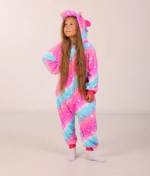Кігурумі для дівчаток на блискавці піжама Kigurumi єдиноріг дитячий рожевий із зірками 110-120 см (2005)