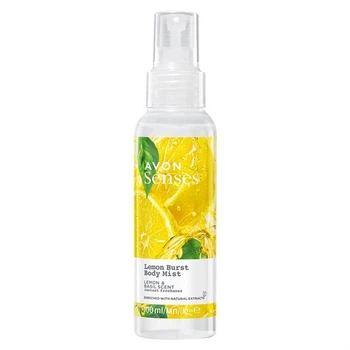 Освежающий лосьон-спрей для тела «Цитрусовый заряд» Avon Senses с ароматом лимона и базилика 100 мл Lemon Burst, Body Mist, Lemon & Basil Scent, instant freshness