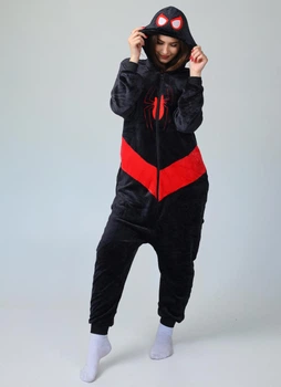 Детская кигуруми пижама для девочек и подростков на молнии Kigurumi Человек-паук чёрный S 145-155 см (1141/1)