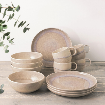 Набір столового посуду для сніданку Villeroy & Boch Perlemor Sand з 12 предметів на 4 персони порцеляна бежевий