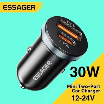 Автомобільний зарядний пристрій Essager 30W USB + Type-C в прикурювач авто
