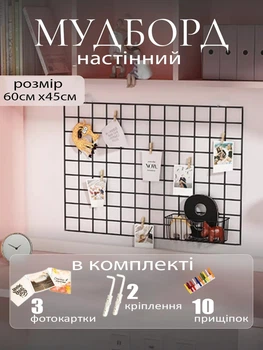 Стальной настенный органайзер мудборд для фотографий черный (88082sk)