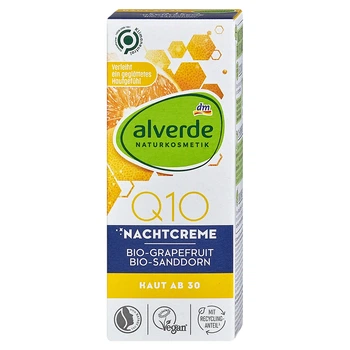 Ночной крем Alverde NATURKOSMETIK Q10 с органическим грейпфрутом и облепихой, 50 мл