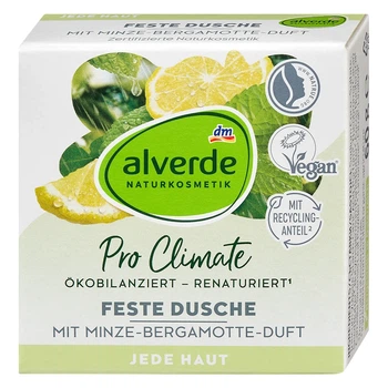 Тверде мило для душу Alverde NATURKOSMETIK Pro Climate з ароматом м'яти та бергамоту, 60 г