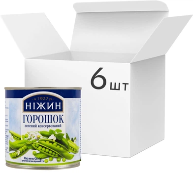Упаковка горошка зеленого Ніжин Консервированный 420 г х 6 шт (4823006808816)