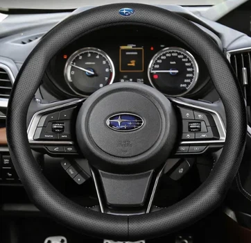 Чехол на руль DLCar Nappa для автомобиля Subaru натуральная кожа Черный