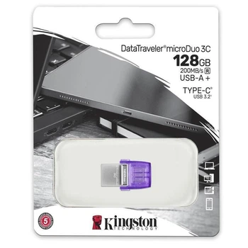 Флеш память128Gb Kingston USB 3.2 DT MicroDuo, Type-C / USB (200Mb/s) (57900)