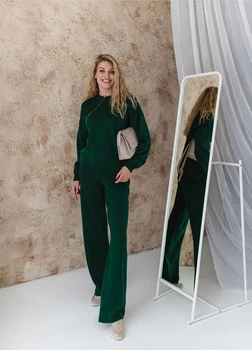 Брюки вязаные ART KNIT Katrin изумруд, L-XL 041274