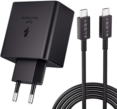 Зарядний пристрій Alogy USB-C - USB-C Premium Fast 45 Вт 1 м Black (5905601817192)