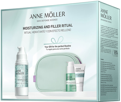 Набір для догляду за обличчям Anne Moller Blockage Ritual Moisturizing and Filling Effect Косметичка + Сироватка 30 мл + Маска 15 мл + Очищаючий гель 50 мл (8059309004112)