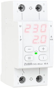 Реле напряжения с контролем тока Zubr CV2-40 red (40 А, 9.2 кВА) (4820120222160)