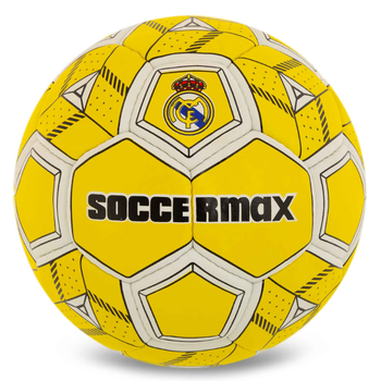 Мяч футбольный №5 PU Гриппи сшит вручную SOCCERMAX REAL MADRID FB-0047-808 желтый
