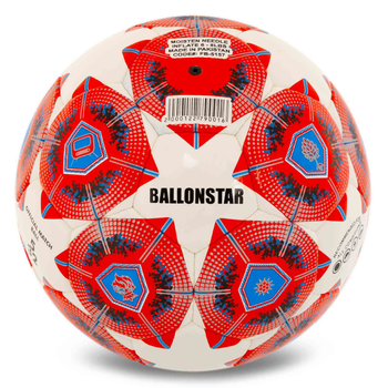 Мяч футбольный №5 PU ламинированный сшит вручную PREMIER BALLONSTAR FB-5157 Белый-красный