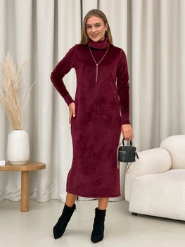 Тепла довга сукня на флісі бордова Merlini Тоффа 700001762 розмір 4XL-5XL