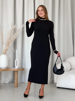 Сукня-гольф в рубчик чорна Merlini Молла 700001721 розмір L-XL
