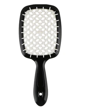 Расчёска Superbrush для нарощенных волос. Продувная, черная/белая