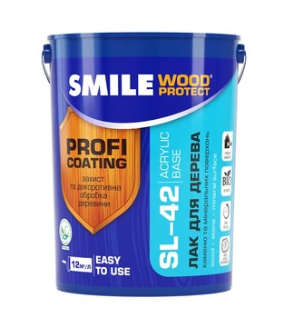 Лак SMILE Wood Protect SL-42 акриловый для дерева, камня и минеральных поверхностей, глянцевый бесцветный 0,7л