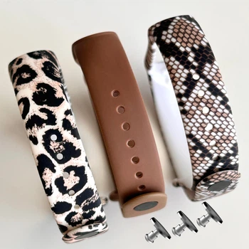 Комплект силіконових ремінців MRK для фітнесу браслета Xiaomi Mi Band 5/6/7 Browny (три ремінці) + три металеві кнопки (mrk6310)