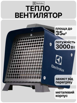 Электрический обогреватель тепловентилятор Electrolux 3000 Вт керамический электродуйчик портативный с ручкой экономичный компактный дуйчик с термостатом электрообогреватель теплопушка дуйка для дома квартиры спальни детской офиса гаража СТО дуйчики