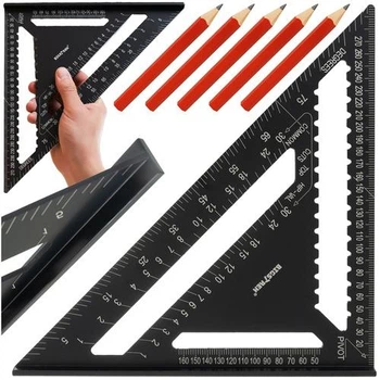 Столярний кутник алюмінієвий 12 (30×30 см) Bigstren з олівцями Bigstren 25874