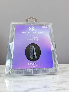 Верхні форми для нарощування нігтів Global Fashion з розміткою багаторазові Квадрат 120 шт