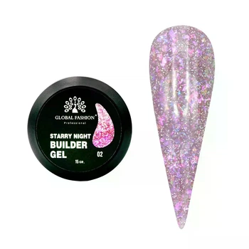 Гель для моделювання нігтів Global Fashion Starry night builder gel 15 гр колір 02