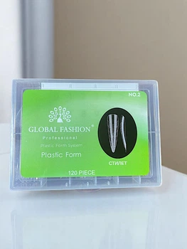 Верхні форми для нарощування нігтів Global Fashion Стилет з розміткою 120 шт