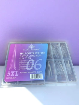Гелеві типси Global Fashion 5XL 120 шт у коробці (Half Cover Stiletto) 06